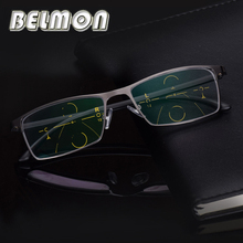 BELMON-gafas de lectura progresivas multifocales para hombre, gafas con dioptrías para presbicia, + 1,0 + 1,25 + 1,50 + 1,75 + 2,00 + 2,25 + 2,5 RS318 2024 - compra barato