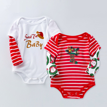 Ropa de Navidad para bebés, Pelele de algodón de manga larga, mono con estampado de letras, traje a rayas para niños 2024 - compra barato