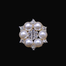 (S0295-3) 10pcs/lot, 26mm diameter rhinestone ribbon slider,ivory pearls silver plating,with bar at back 2024 - buy cheap