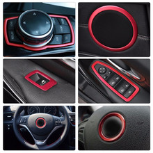 DWCX Red Car Interior Window Switch Panel + Speaker + Steering Wheel Ring Trim kit For BMW 3 Series F30 328i 2012 2013 2014 2015 2024 - buy cheap