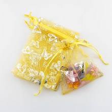 Bolsas de Organza de mariposa de oro de 7x9cm, bolsas de regalo de boda al por mayor, embalaje de joyería, bolsas para boda, 200 Uds. 2024 - compra barato