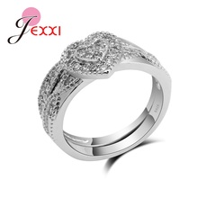 Creative Fashion Jewelry Women Ladies Wedding Rings Popular 925 Sterling Silver Girls Sweet Heart Cubic Zircon Finger Ring 2024 - buy cheap