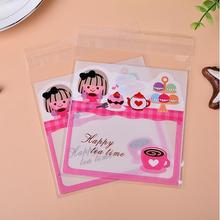 100pcs/lot Pink girl Plastic cookie packaging bags,10x11cm cake bag,cupcake wrapper 2024 - buy cheap
