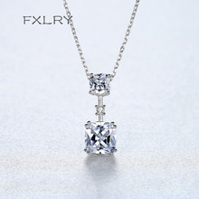 FXLRY Exquisite Silver color Inlay Zircon Simple Square Zircon Pendant Necklace For Women Fine Jewelry 2024 - buy cheap