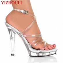 Zapatos de tacón ultra alto de 13cm para mujer, sandalias de boda de cristal, transparentes, de moda de 5 pulgadas 2024 - compra barato