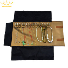 Coffee Leather PU Jewelry Display Storage Bag Fashion Fabric Jewelry Box Stud Necklace Pendant Roll Bag 2024 - buy cheap