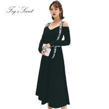 plus size women's dress casual long letter pure black dresses Shoulder Strap Dress 2019 summer 2024 - buy cheap