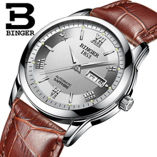 Switzerland Men's Watch Luxury Brand BINGER Wristwatches Luminous Auto Mechanical Leather Strap Waterproof Male Clock B-107M12 2024 - buy cheap