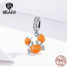 Bisaer caranguejo pingente 925 prata esterlina verão oceano vermelho caranguejo grânulos encantos caber charme pulseiras diy jóias fazendo efc076 2024 - compre barato