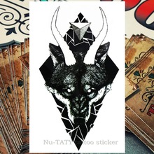 Nu-TATY Black Thorn Wolf, временная татуировка, боди-арт, флеш-тату, авто стиль, наклейка 12*20 см, водостойкая хна, стеклянная наклейка 2024 - купить недорого