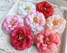 6 CM pequeña tela Camelia flores rosas artificiales cabezas, corona de cabeza DIY, broche de novia, decoración de arreglos de flores de seda 2024 - compra barato