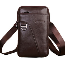 Bolsa de cintura de couro genuíno para homens, bolsa transversal à prova d'água multiuso de ombro com suporte para celular 2024 - compre barato