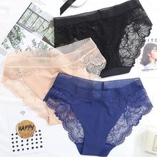 1PC Graceful Women's Luxury Panties breathable Lace sexy Panty Briefs Low waist Underwear ice silk Hollow Out Lingerie Plus Size 2024 - buy cheap