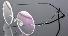 Eyesilove-gafas redondas para miopía para mujer, lentes de aleación de titanio sin montura para miopía, graduadas, 0,50-6,00 2024 - compra barato