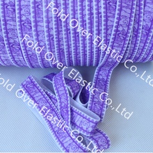 new color!!! purple lace printed foe elastic lace fold over elastic ribbon 100ards, OEM services free shipping 2024 - buy cheap