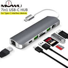 Concentrador de red USB tipo C Thunderbolt 3, adaptador de USB-C, Dongle con HDMI, 4k, PD, USB 3,0, SD, lector de tarjetas TF para MacBook Pro Air 2024 - compra barato