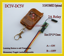 Remote Control Switches DC3V 3.6V 3.7V 4V 4.5V 5V Mini Micro Receiver Relay Remote Controller Transmitter Lock Unlock 2A 315/433 2024 - buy cheap