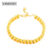 100% 24K Gold Fine Natural gold beads Bracelet wedding bride Charm Round Chain Beads Bracelets For Women jewelry Friendship Gift 2024 - buy cheap