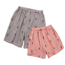 Pantalones cortos de algodón puro para mujer, ropa de dormir con dibujos animados de zanahoria, crepé fino, color rosa, para verano 2024 - compra barato