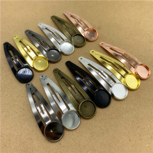 5pcs 12mm High Quality Plated Copper Material Hairpin Hair Clips Hairpin Base Setting Cabochon Cameo Base 8 Colors Pick 2024 - buy cheap