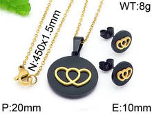 Fashion New Arrival Stainless Steel Heart Jewelry Gold-Color Wedding Jewelry Sets with necklaces stud earrings for women 2024 - buy cheap