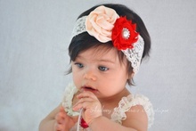 Yundfly tiara para bebês com contas, faixa de cabeça com rosas e flores de renda, acessórios para cabelo para meninas 2024 - compre barato