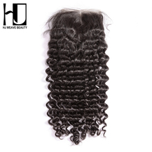 HJ WEAVE BEAUTY Peruvian Lace Closure Deep Wave Remy Hair 4x 4 100% Human Hair Closure Free Shipping 2024 - buy cheap