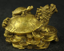 Chinese Copper Carving Dragon Turtle send treasures Rare Statue luck 2024 - buy cheap