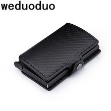 Weduoduo New Metal Men Card Holder RFID Aluminium Credit Card Holder With RFID Blocking Fashion Pu Leather Mini Magic Wallet 2024 - buy cheap