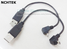 NCHTEK-Cable de carga de datos, Cable Micro USB de 90 grados con ángulo hacia abajo, para i9500, i9300, N7100, S2, I9100, alrededor de 25CM/envío gratis/2 piezas 2024 - compra barato