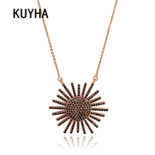 Flower Plant Necklace Retro Necklace Geometric Crystal Pendant Brass Jewelry Women Men Link Chain Party Accessories 2024 - buy cheap