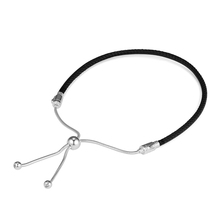 CKK Bracelet for women Sliding Black Leather Bracelets Pulseira Feminina Masculina Pulseras Mujer Silver 925 Sterling jewelry 2024 - buy cheap