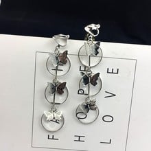 Vistage-pendientes de Clip circular para mujer, aretes largos de estilo 3 mariposa de forma circular, sin Piercing, para fiesta, regalo 2024 - compra barato