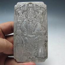 Elaborate Chinese Old Tibetan Silver Statue Amulet Auspicious Plate --- Zhao cai jin bao 2024 - buy cheap