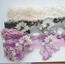 2 Meters/lot 9cm Width High Quality Embroidered Lace Trim Black Purple Beige Lace Trimming Hot Sale Lace Ribbon 2024 - buy cheap