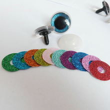 Ojos de juguete de seguridad transparentes de plástico de 24mm + brillantes no tejidos + arandela blanca para materiales de DIY para muñecas --- 100 juegos por lote 2024 - compra barato