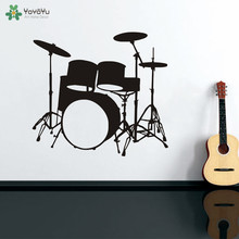 Adesivo de parede de bateria para instrumentos musicais, banda de música de rock, decalque de vinil para crianças, quarto, sala de estar, decoração removível para casa beber beber 2024 - compre barato