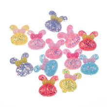 50Pcs Clear Bling Resin Rabbit With Tie Decoration Crafts Flatback Cabochon Embellishments For Scrapbooking Diy Accessories 2024 - buy cheap