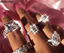 Chucong anel de compromisso de noivado feminino, prata esterlina 925 aaaaa cz luxo aliança de casamento para mulheres joias de festa de noivado 2024 - compre barato