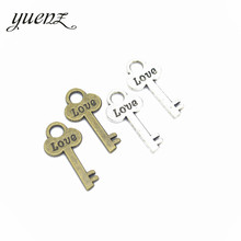 YuenZ, 15 uds, colgante para collar con llave de amor de color plata antiguo, accesorios para hacer joyería DIY, accesorios para encontrar 26*13mm O231 2024 - compra barato