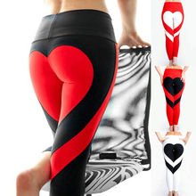 Calça legging feminina estampada em forma de coração, roupa esportiva fitness para corrida, calças legging plus size 3xl 2024 - compre barato