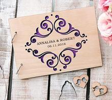 personalized Fancy Scroll wedding guest album engraved Wooden guestbooks Reception party favors decorations 2024 - buy cheap