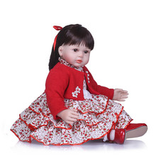 Boneca-muñecas Reborn de vinilo de silicona, vestido rojo de 58cm, 24 pulgadas, 3/4 2024 - compra barato