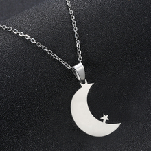 Colgante musulmán de luna y estrella sin cuello para hombre y mujer, cordón de cuero negro de acero inoxidable, joyería religiosa islámica, regalo 2024 - compra barato