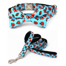 Dog Collar and Leash Set with Bow Pretty Ladybird Pattern Metal Buckle Big and Small Dog&Cat Collar Pet Accessories 2024 - buy cheap