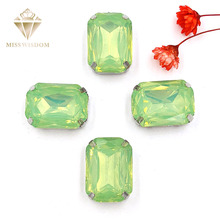 10X14/13X18mm Matt Light green opal Rectangle shape sew on rhinestones flatback Resin loose rhinestones DIY garment Accessories 2024 - buy cheap