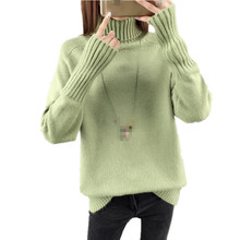 B3009 outono inverno 2020 suéter feminino solto gola alta manga comprida espessante suéter de malha barato atacado 2024 - compre barato