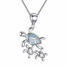 Collares de plata de ópalo de Fuego Azul, joyería de animales, Plata de Ley 925, 3 piezas, colgante de tortuga corriendo 2024 - compra barato