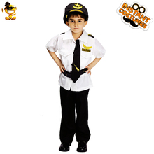 DSPLAY  Cool Boys Child  White Airline Pilot Costume Boys Cool Fancy Suit Cosplay Party Costumes 2024 - buy cheap