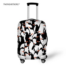 Водонепроницаемый Дорожный Чехол для багажа twoheart sgirl с принтом пингвина, эластичный чехол для чемодана на колесиках, защитный чехол для багажа, аксессуары на заказ 2024 - купить недорого
